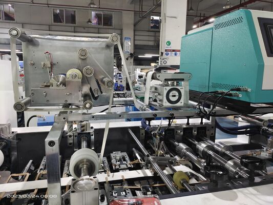 Energy Efficient 888 Automatic Flat Paper Handle Pasting Machine Reliable Output For Paper Handle Equipment