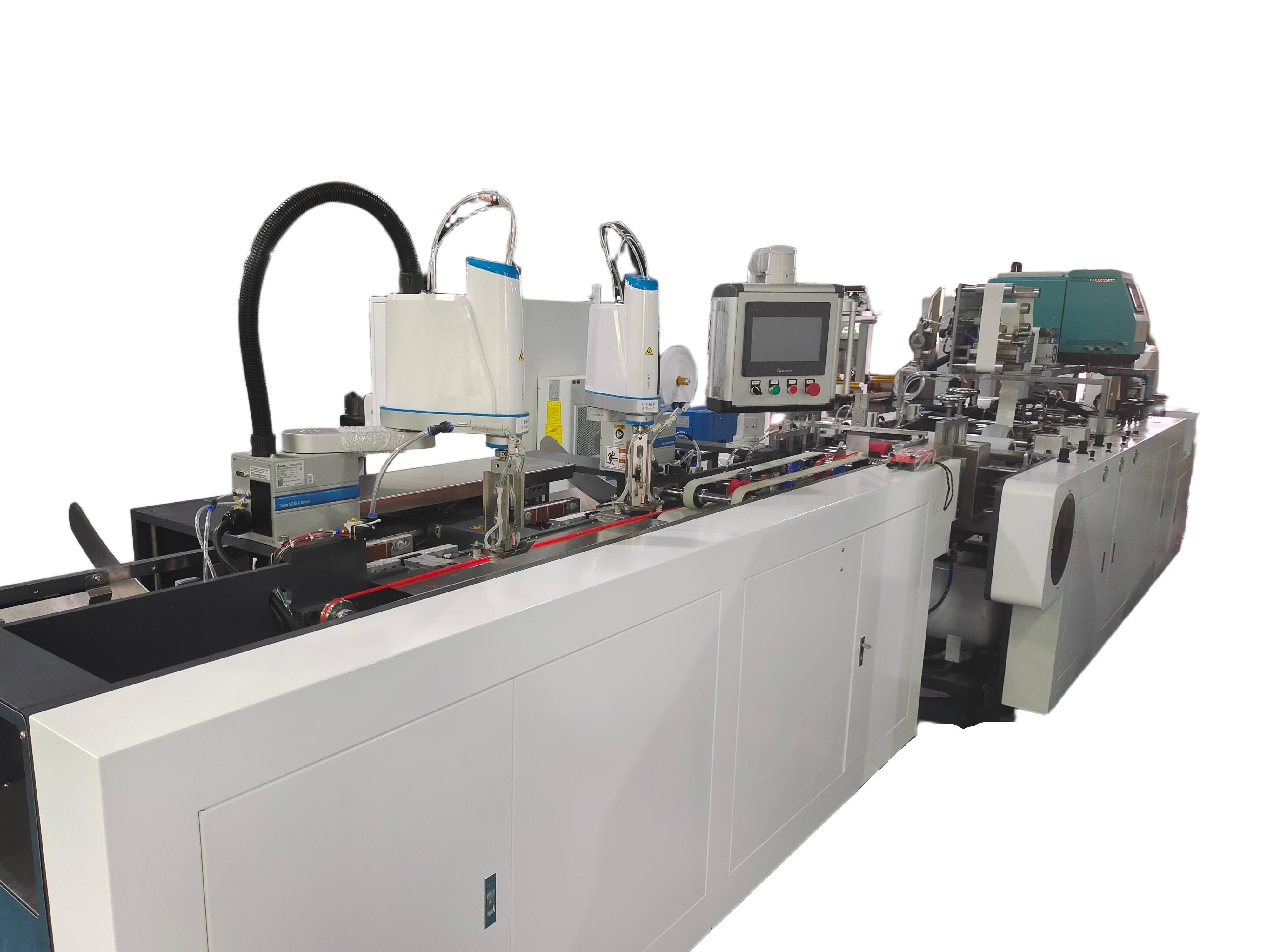 Automatic 188 2 Robot Arms Flat Paper Handle Pasting Machine High Speed Strong Adhesion for Paper Bag Handle Production